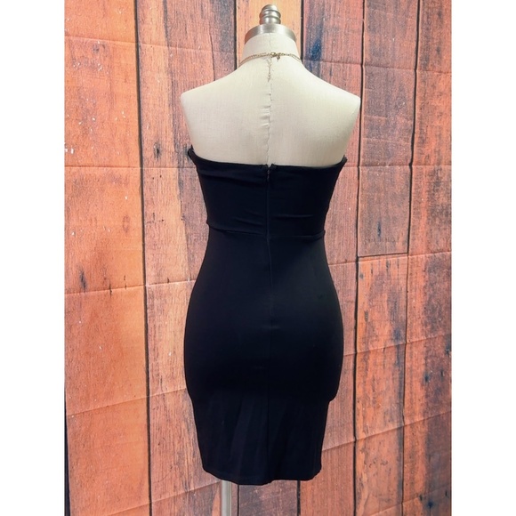 Forever 21 Women's Black Strapless Deep V-neck Pencil Bodycon Mini Dress size S - Picture 4 of 8